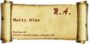 Maitz Alex névjegykártya